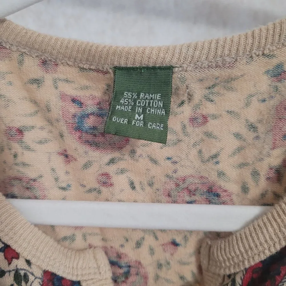 Vintage Blue Red Flowers Cardigan Sweater Outback Red The Limited Size M 1980's - Picture 5 of 15